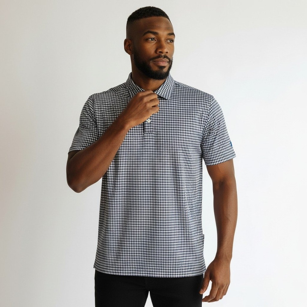 FootJoy Polo Shirt Large Purple Gingham Short Sleeve Golf Performance Stretch